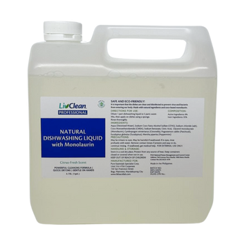 LivClean Professional Natural Dishwashing Liquid with Monolaurin 1 Gallon