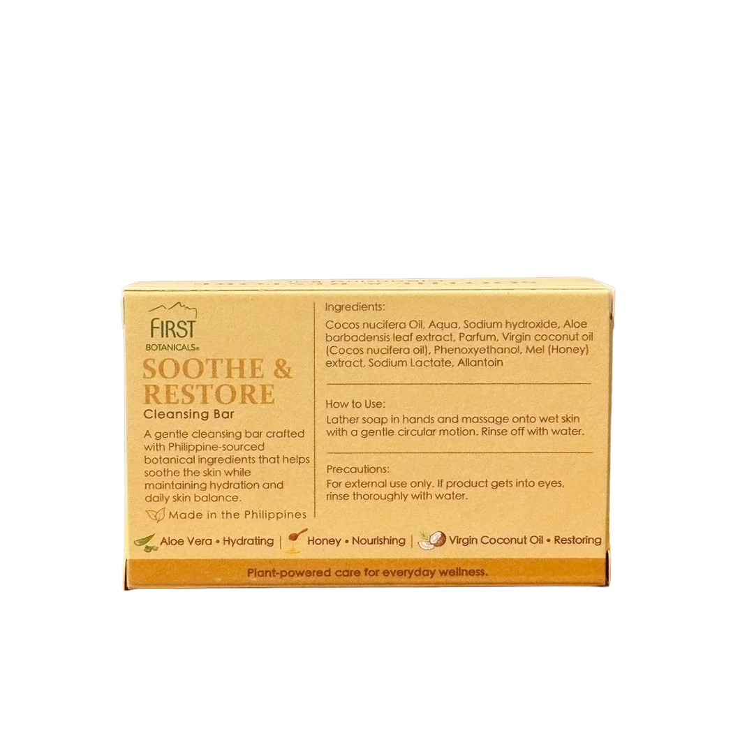First Botanicals Soothe & Restore Cleansing Bar with Aloe Vera, Honey & Virgin Coconut Oil 120g