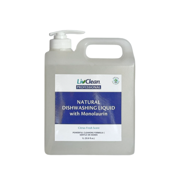 LivClean Professional Natural Dishwashing Liquid with Monolaurin 1 Liter