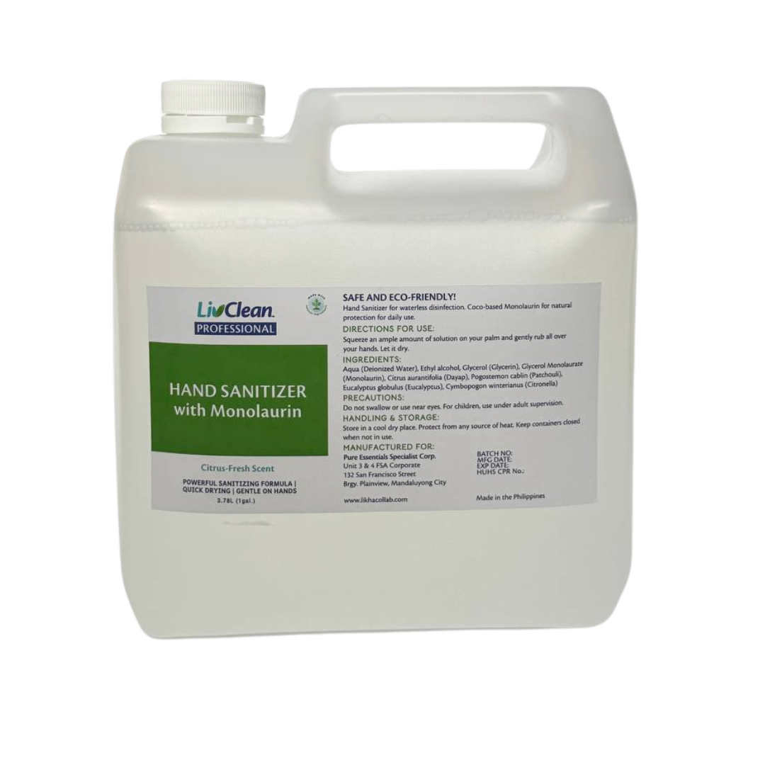 LivClean Professional Hand Sanitizer with Monolaurin 1 Gallon