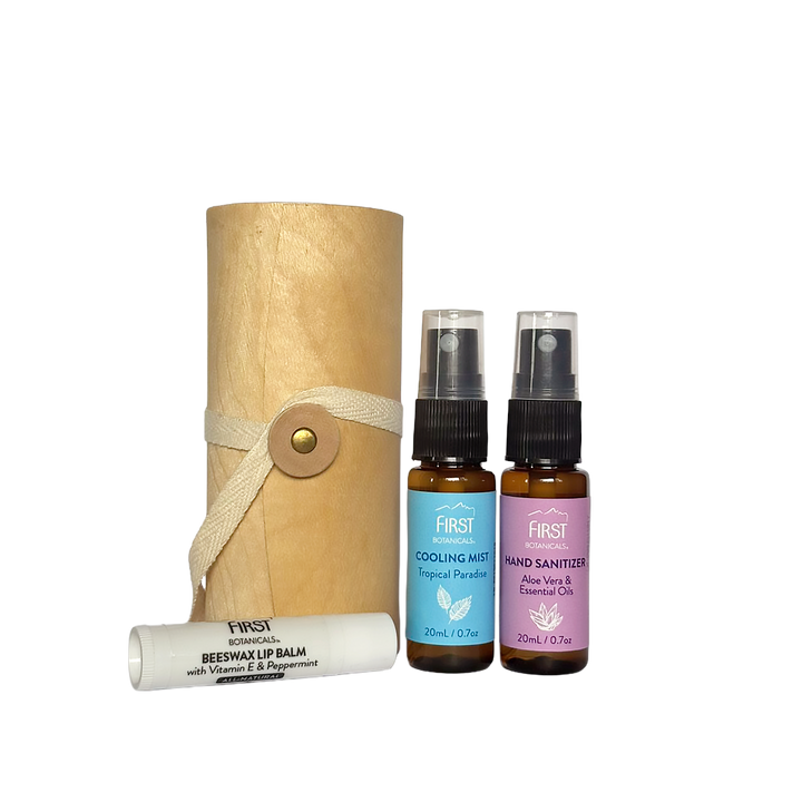 First Botanicals On-the-Go Essentials (Cooling Mist 20mL, Hand Sanitizer 20mL + Lip Balm)