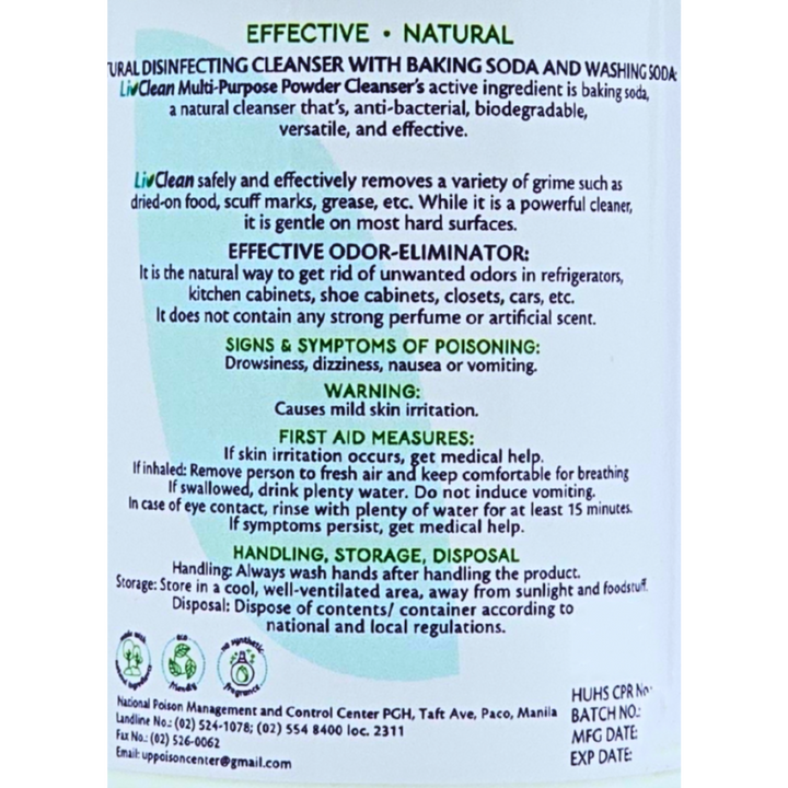 LivClean Suds & Shield Duo (Multi Purpose Powder Cleanser 350g +Anolyte Disinfectant 250g)