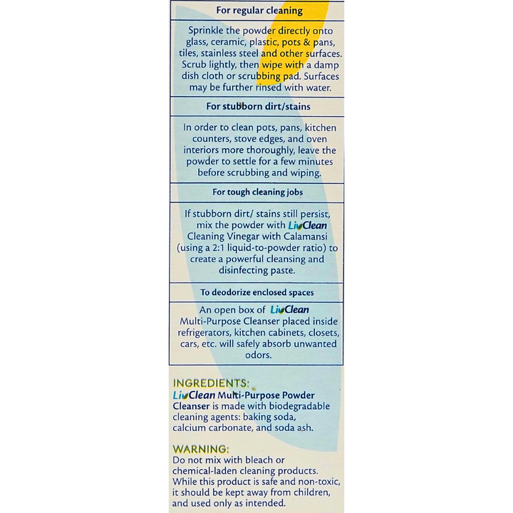 LivClean Trial Kit - Multi-Purpose Powder Cleanser 120g + Cleaning Vinegar w/ Calamansi 100mL