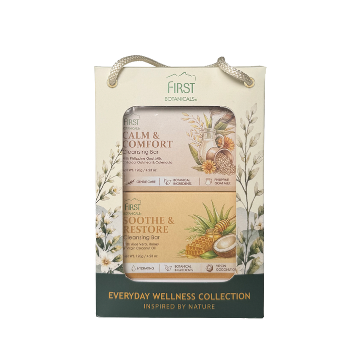 First Botanicals Cleansing Bars Duo Gift Box (Calm & Comfort 120g + Soothe & Restore 120g)