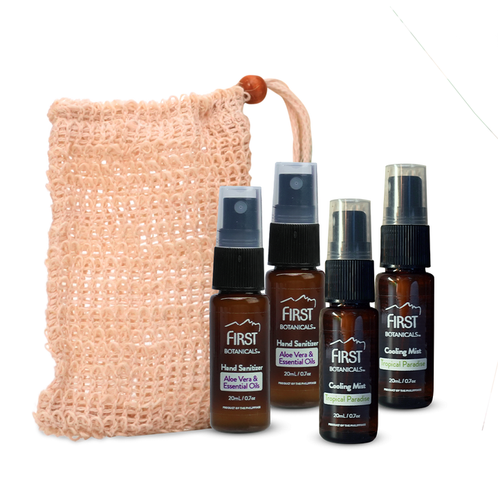First Botanicals Cool & Clean Combo x 2 (Cooling Mist 20mL x2 + Hand Sanitizer 20mL x2 + Sisal Pouch)
