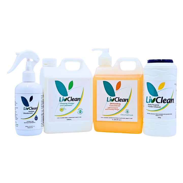 LivClean All for Good - MPPC 350g + Dishwashing Concentrate 1L + Cleaning Vinegar 1L + Anolyte 250mL