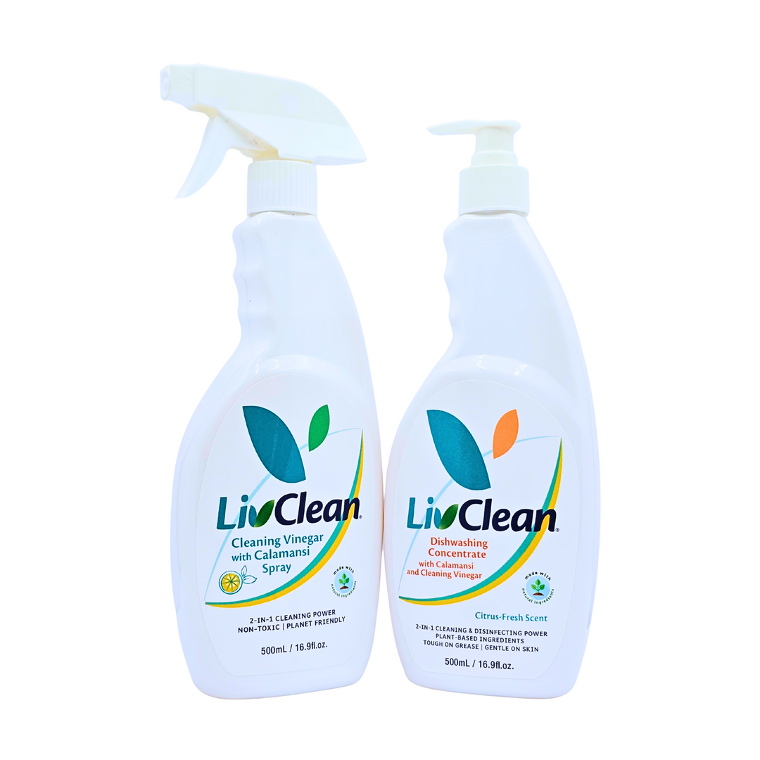 LivClean Green Revolution - Dishwashing Concentrate + Cleaning Vinegar w/ Calamansi