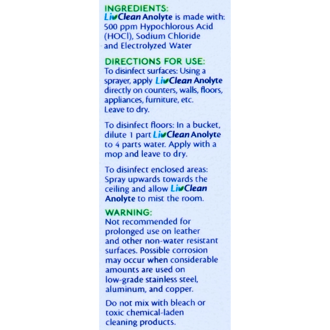 LivClean Anolyte Disinfectant