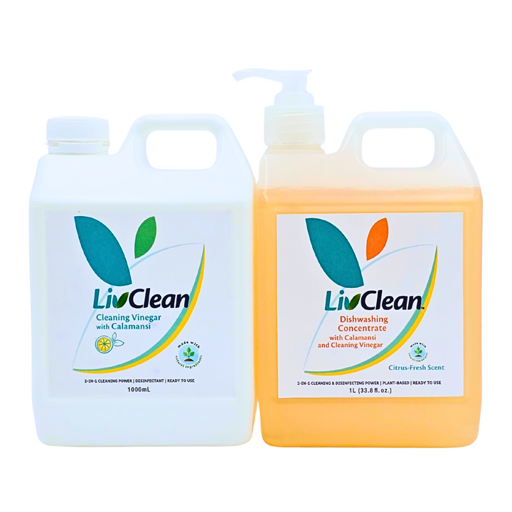 LivClean Green Revolution - Dishwashing Concentrate + Cleaning Vinegar w/ Calamansi