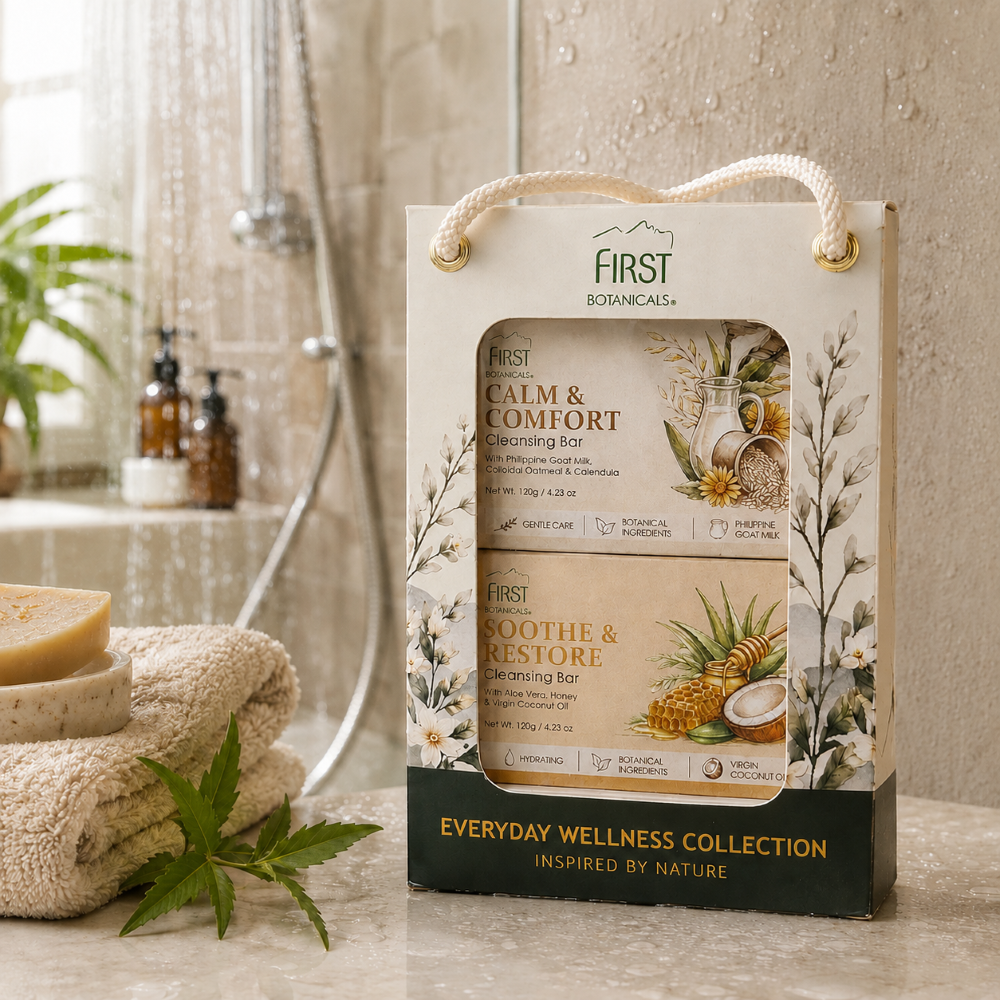 First Botanicals Cleansing Bar Duo Gift Box (Calm & Comfort 120g + Soothe & Restore 120g)