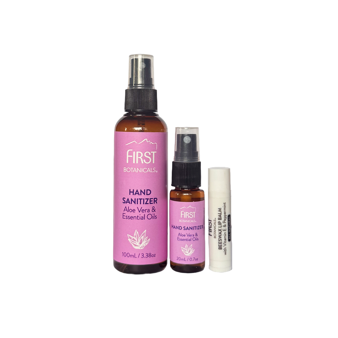 First Botanicals Hand Sanitizer Duo (100mL + 20mL + FREE Lip Balm)