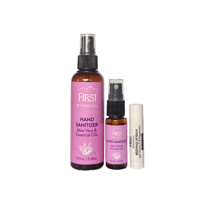 First Botanicals Hand Sanitizer Duo (100mL + 20mL + FREE Lip Balm)