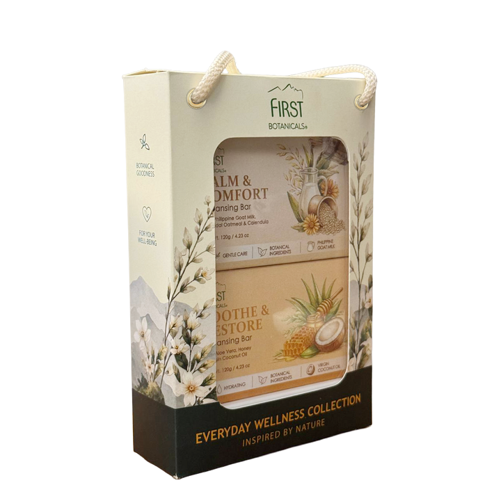 First Botanicals Cleansing Bars Duo Gift Box (Calm & Comfort 120g + Soothe & Restore 120g)