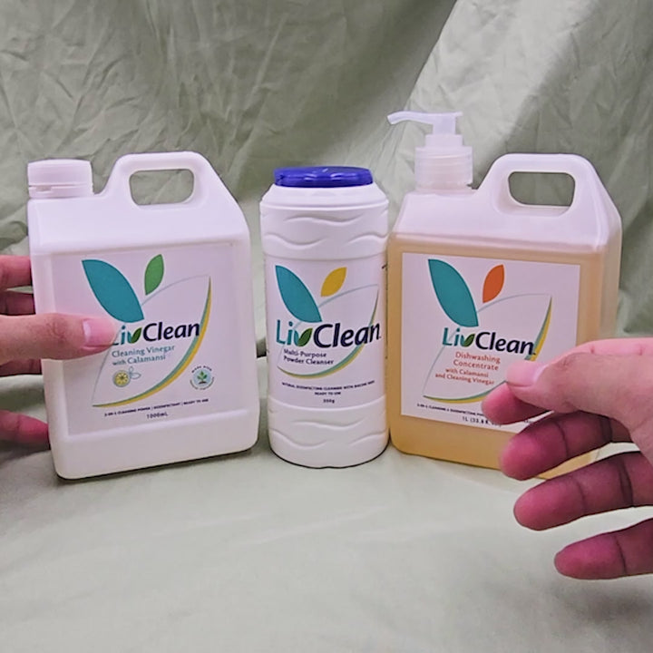 LivClean Power Cleaners - MPPC 350g + Dishwashing Concentrate 1L + Cleaning Vinegar w/ Calamansi 1L